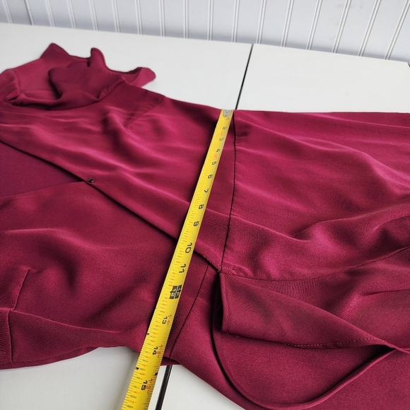 Lucy Paris Burgundy Red Wrap Dress Ruffle Apron Fit n Flare Flatter Women's XS - Picture 8 of 12